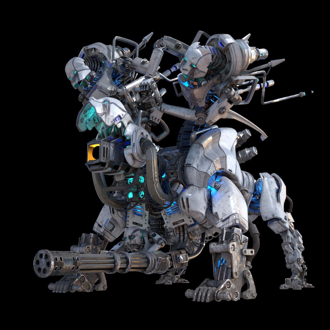 Horror Mech Monster 3D Model – Low Poly Sci-Fi Character, FBX - View 3