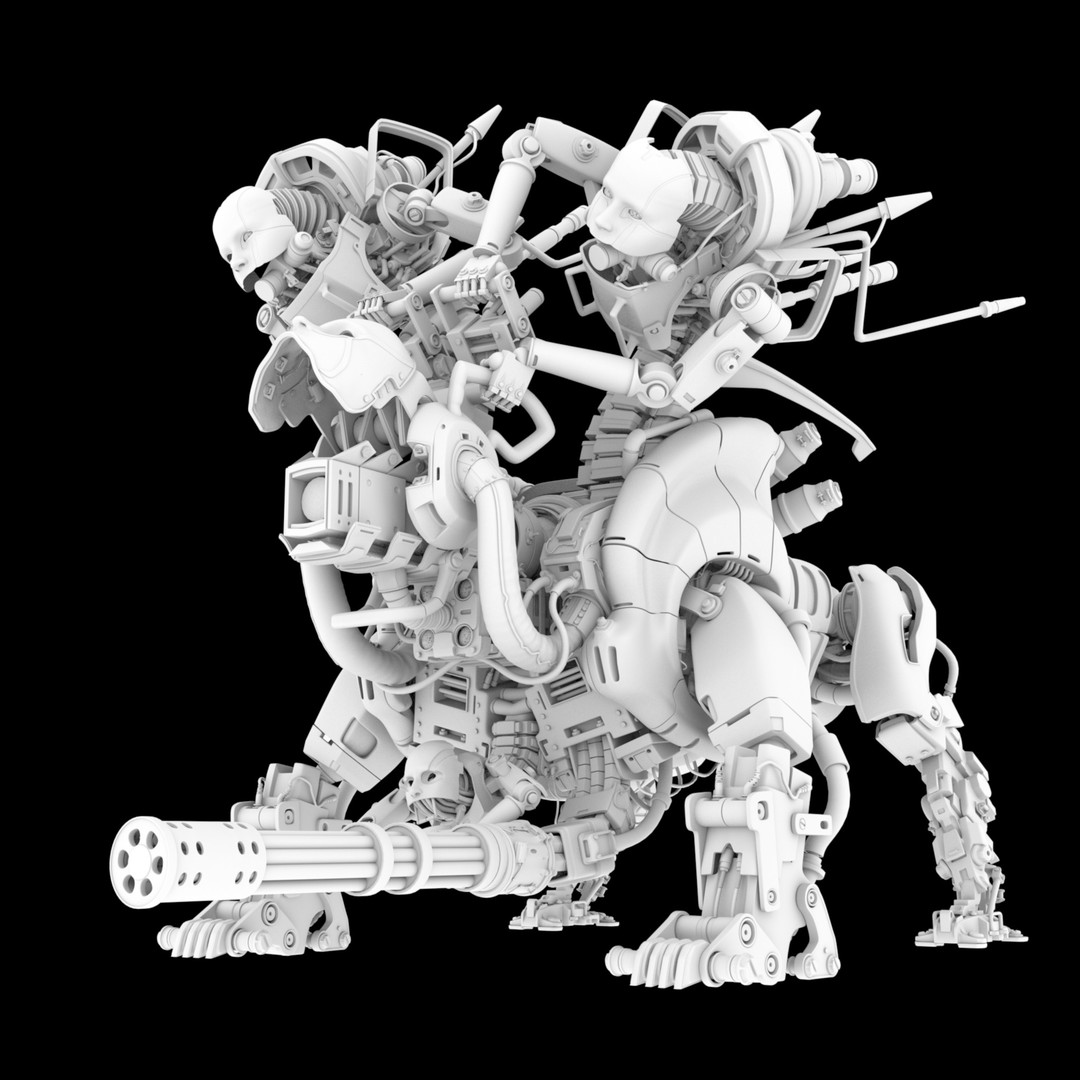 Horror Mech Monster 3D Model – Low Poly Sci-Fi Character, FBX - View 4