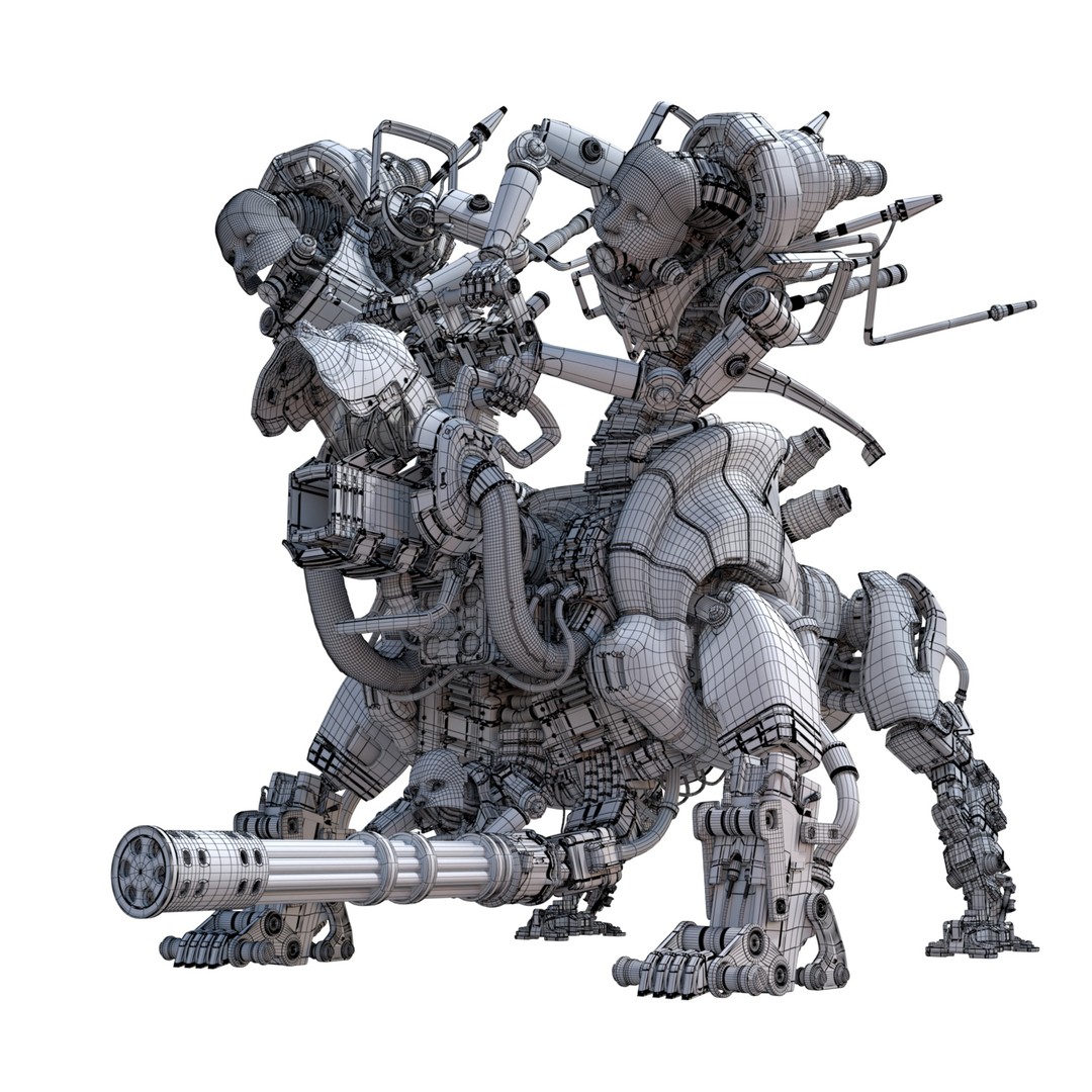 Horror Mech Monster 3D Model – Low Poly Sci-Fi Character, FBX - View 7