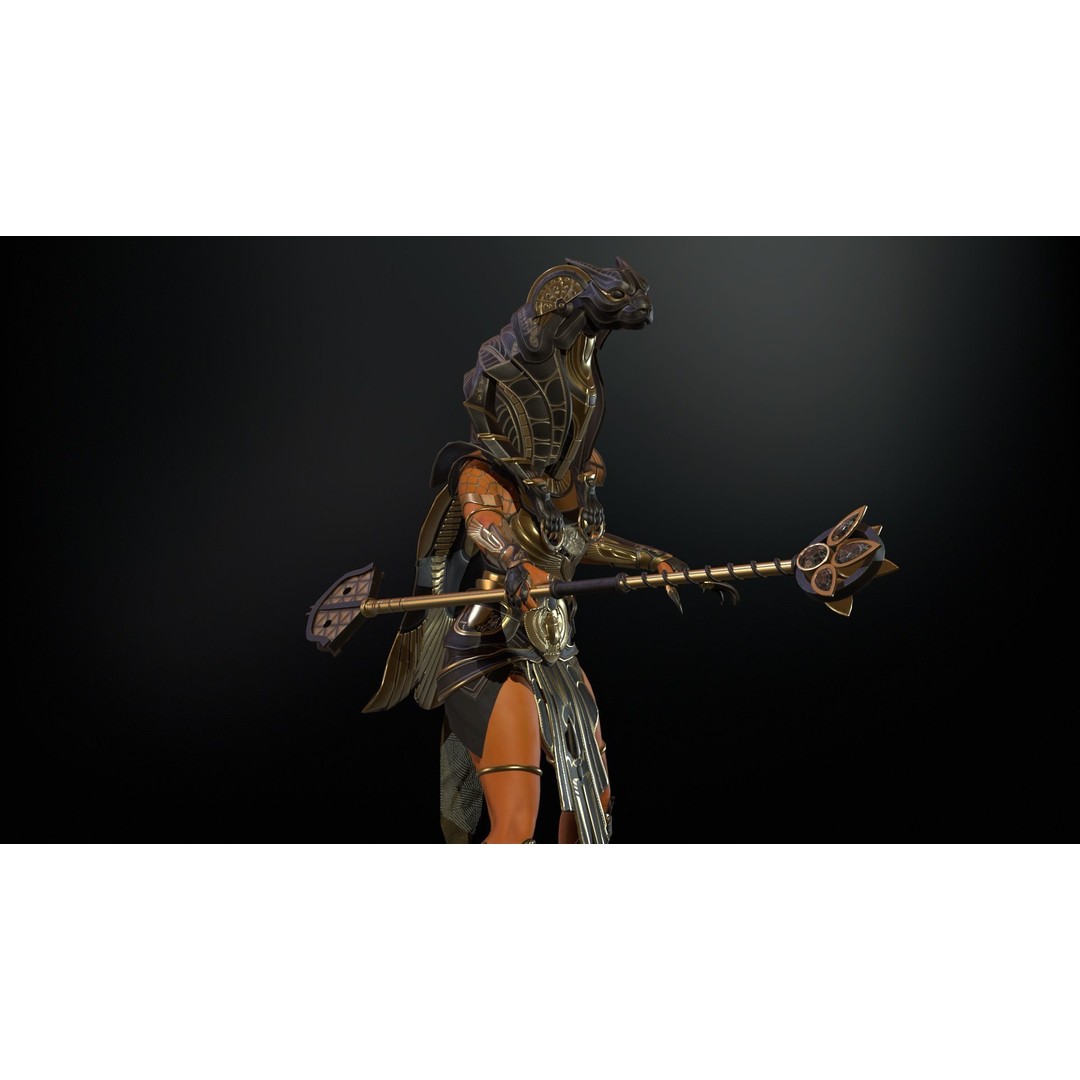 Bastet 3D Model – Low Poly Egyptian Goddess, Game Ready, FBX - View 13