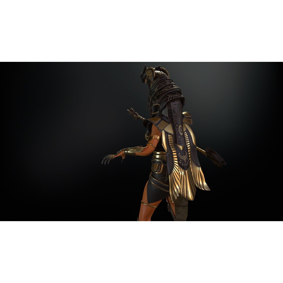 Bastet 3D Model – Low Poly Egyptian Goddess, Game Ready, FBX - View 14