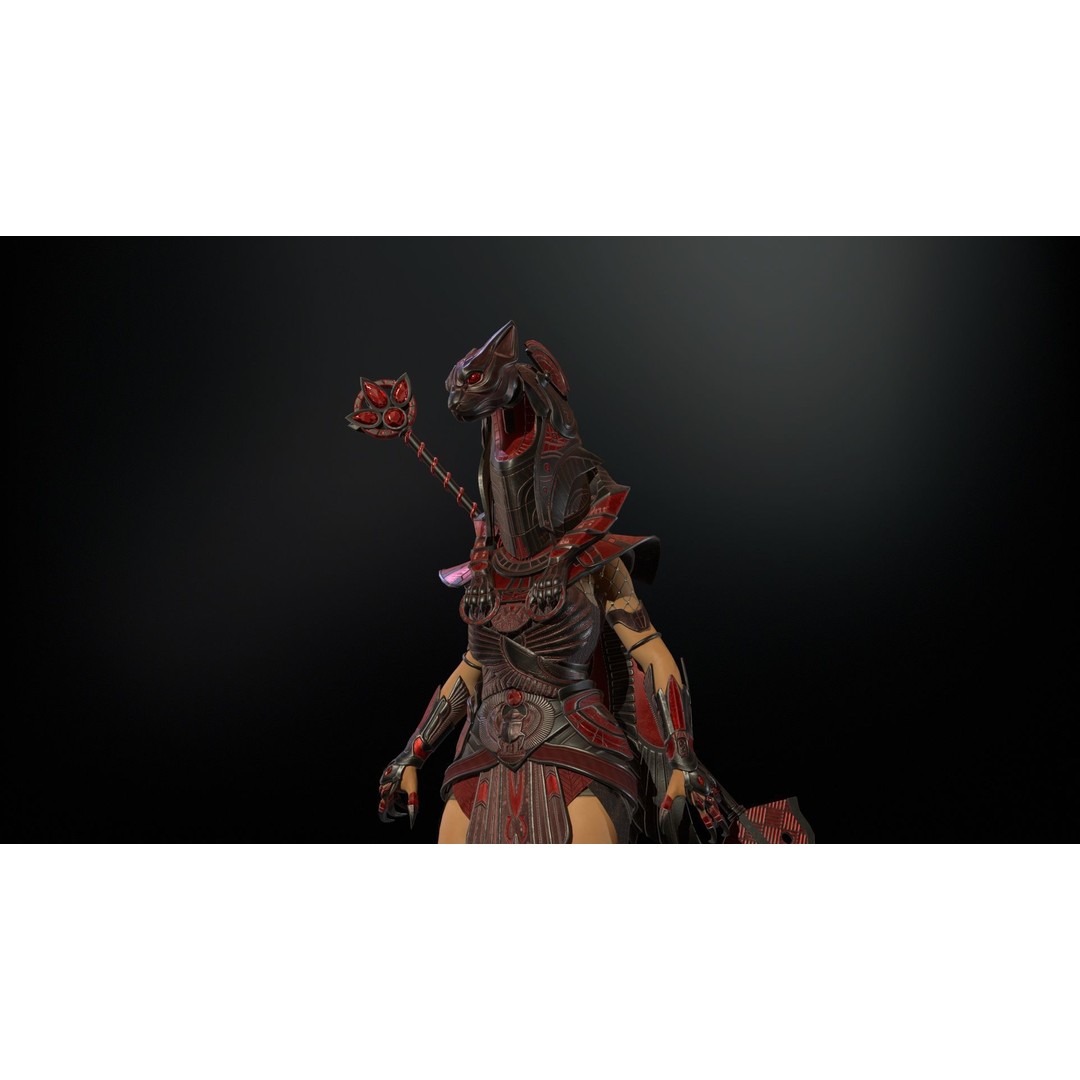 Bastet 3D Model – Low Poly Egyptian Goddess, Game Ready, FBX - View 16
