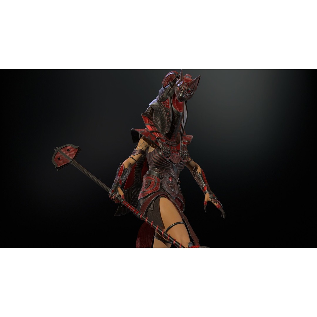 Bastet 3D Model – Low Poly Egyptian Goddess, Game Ready, FBX - View 17