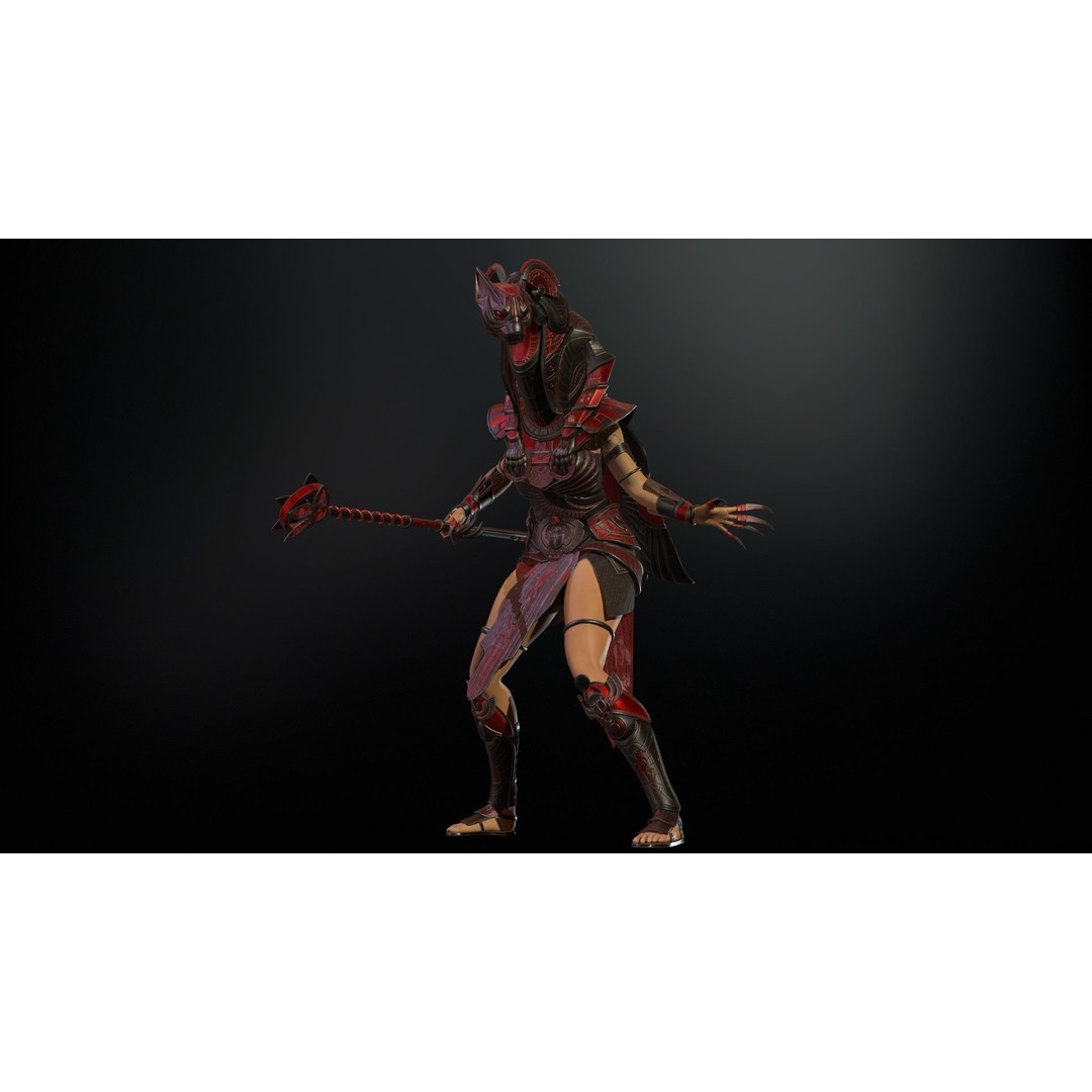 Bastet 3D Model – Low Poly Egyptian Goddess, Game Ready, FBX - View 18