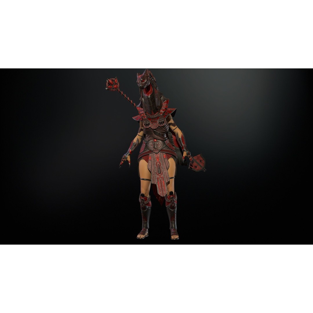 Bastet 3D Model – Low Poly Egyptian Goddess, Game Ready, FBX - View 19
