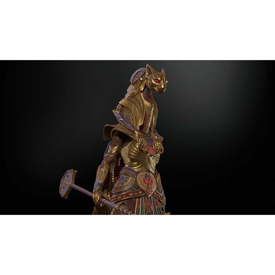 Bastet 3D Model – Low Poly Egyptian Goddess, Game Ready, FBX - View 23