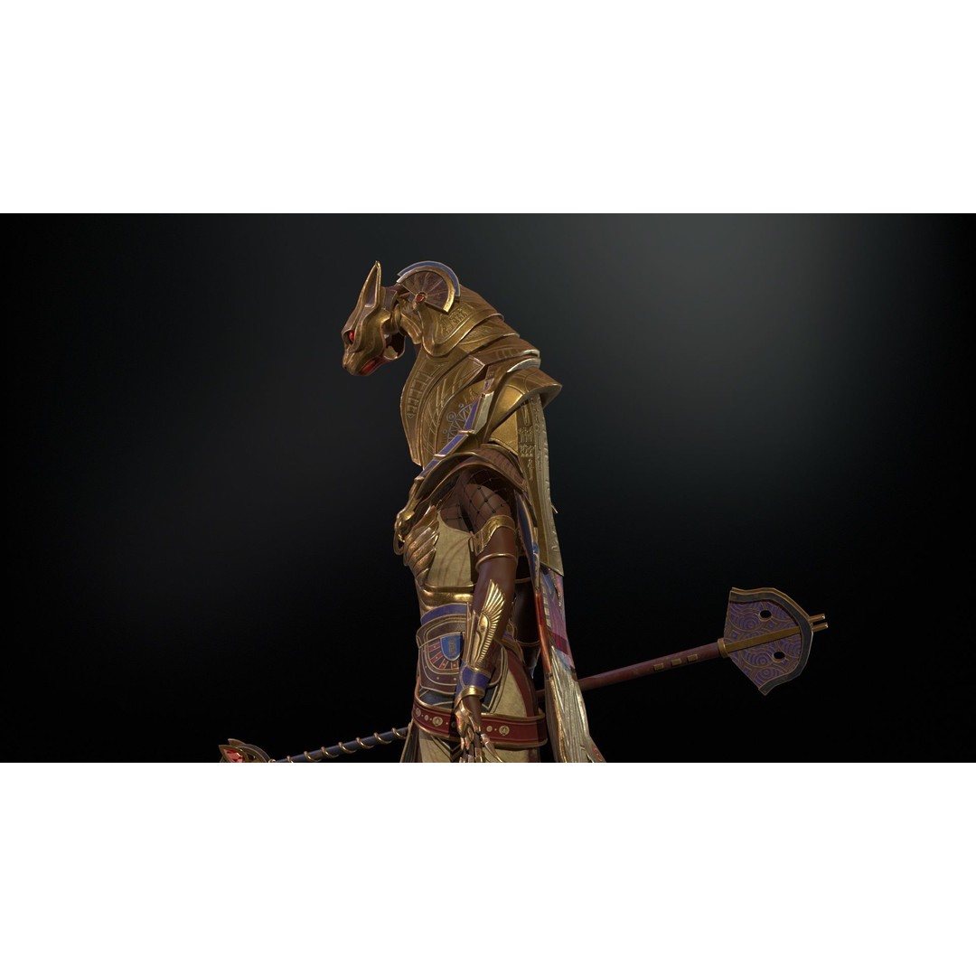 Bastet 3D Model – Low Poly Egyptian Goddess, Game Ready, FBX - View 24