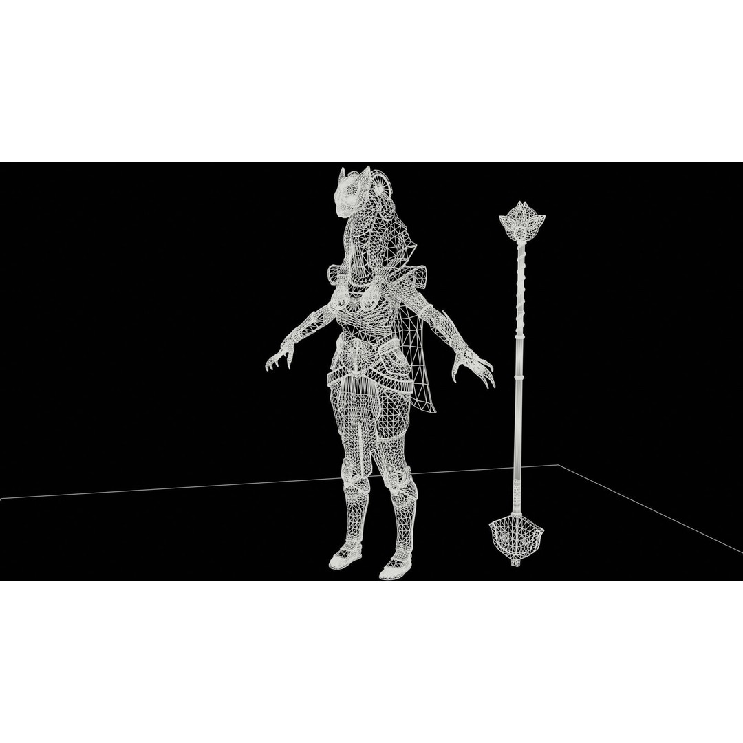 Bastet 3D Model – Low Poly Egyptian Goddess, Game Ready, FBX - View 28