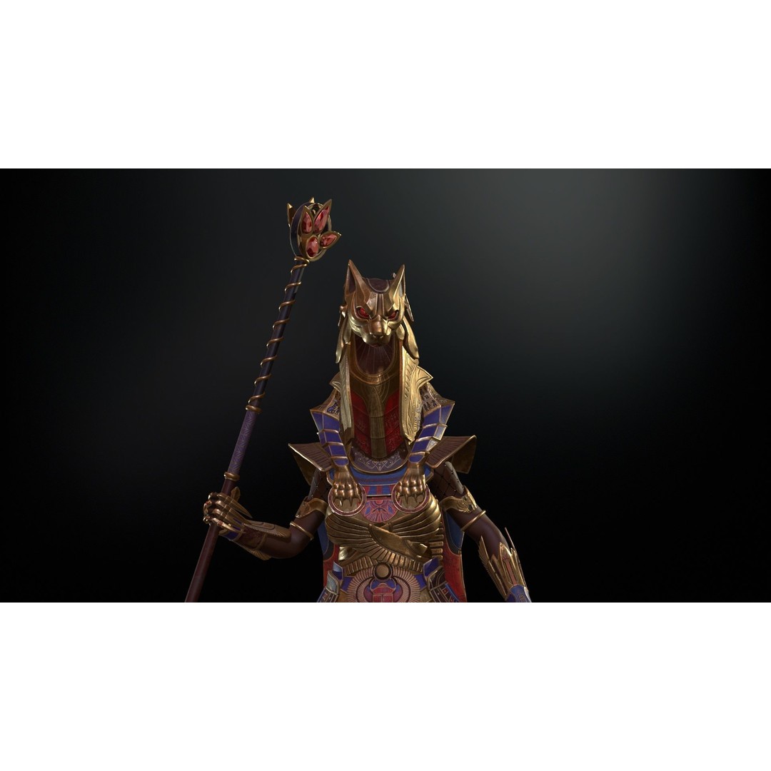 Bastet 3D Model – Low Poly Egyptian Goddess, Game Ready, FBX - View 30