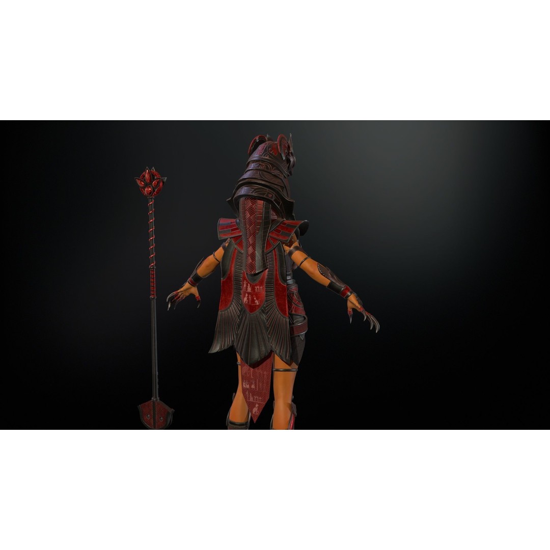 Bastet 3D Model – Low Poly Egyptian Goddess, Game Ready, FBX - View 32