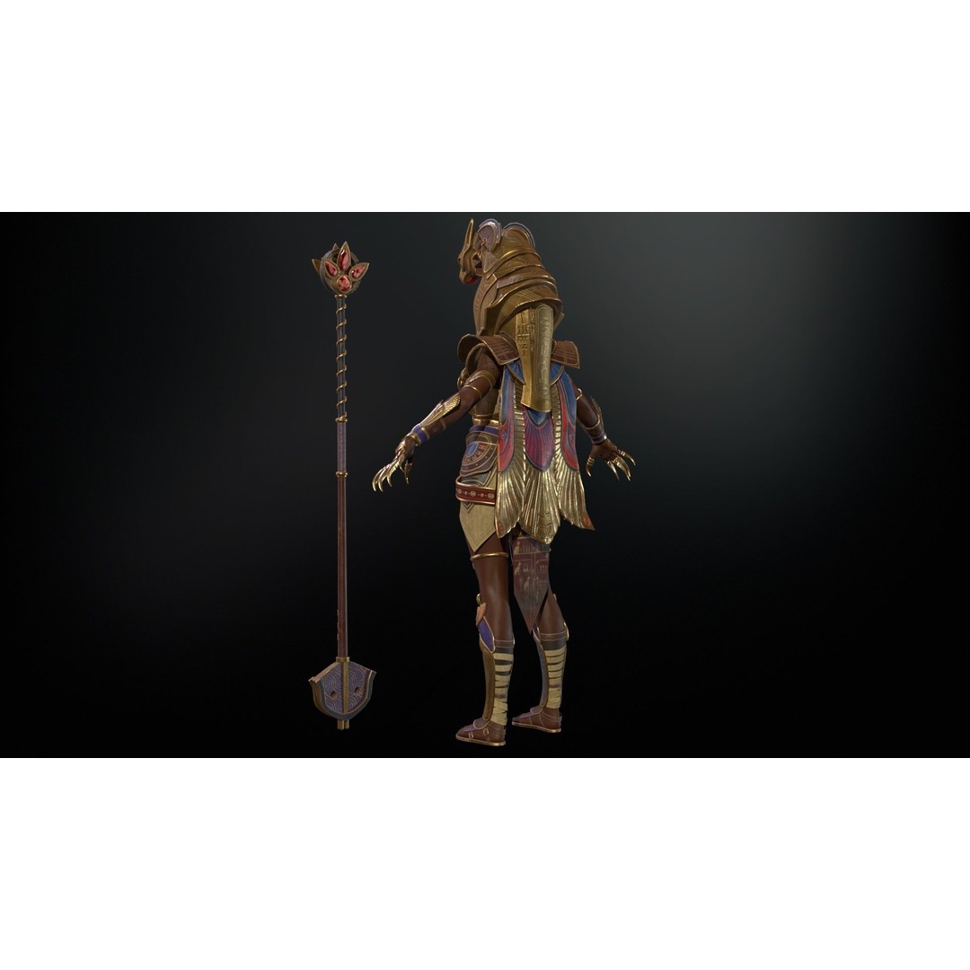 Bastet 3D Model – Low Poly Egyptian Goddess, Game Ready, FBX - View 33