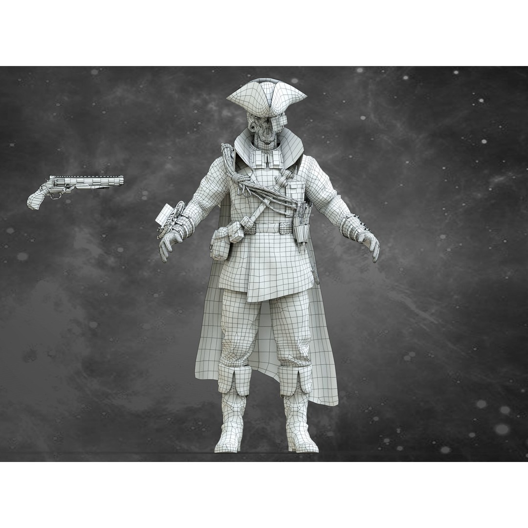 Space Pirate 3D Model – Low Poly Rigged Character, FBX & OBJ - View 15