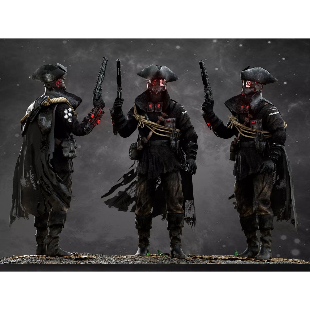 Space Pirate 3D Model – Low Poly Rigged Character, FBX & OBJ - View 2