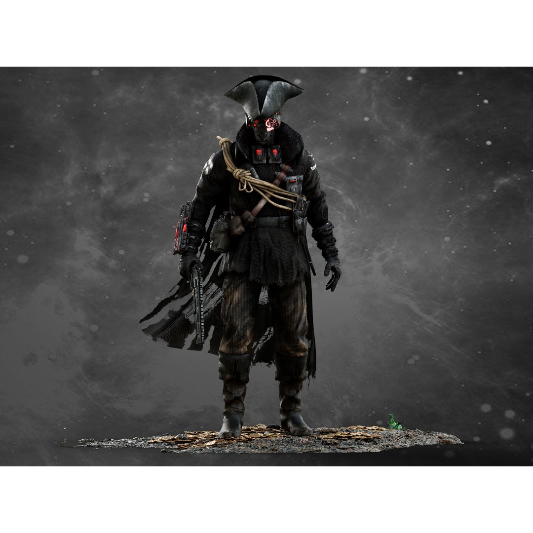 Space Pirate 3D Model – Low Poly Rigged Character, FBX & OBJ - View 4