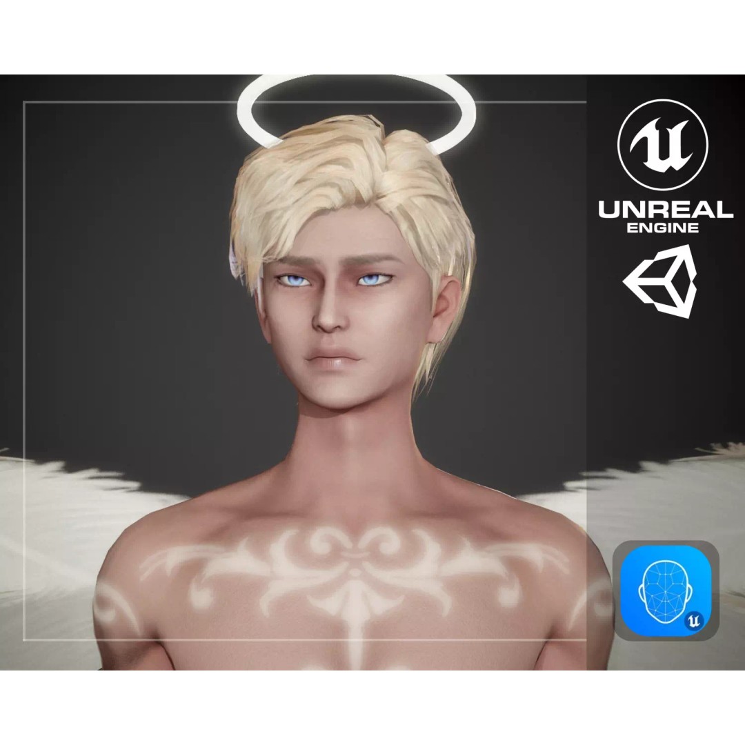Angel Mikhail 3D Model – Low Poly Rigged Character for Games - View 2