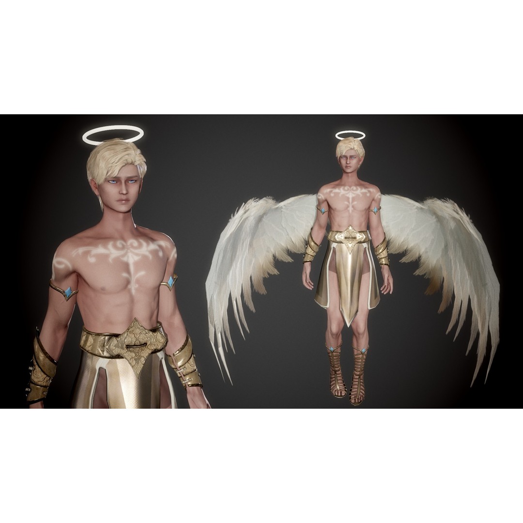 Angel Mikhail 3D Model – Low Poly Rigged Character for Games - View 3