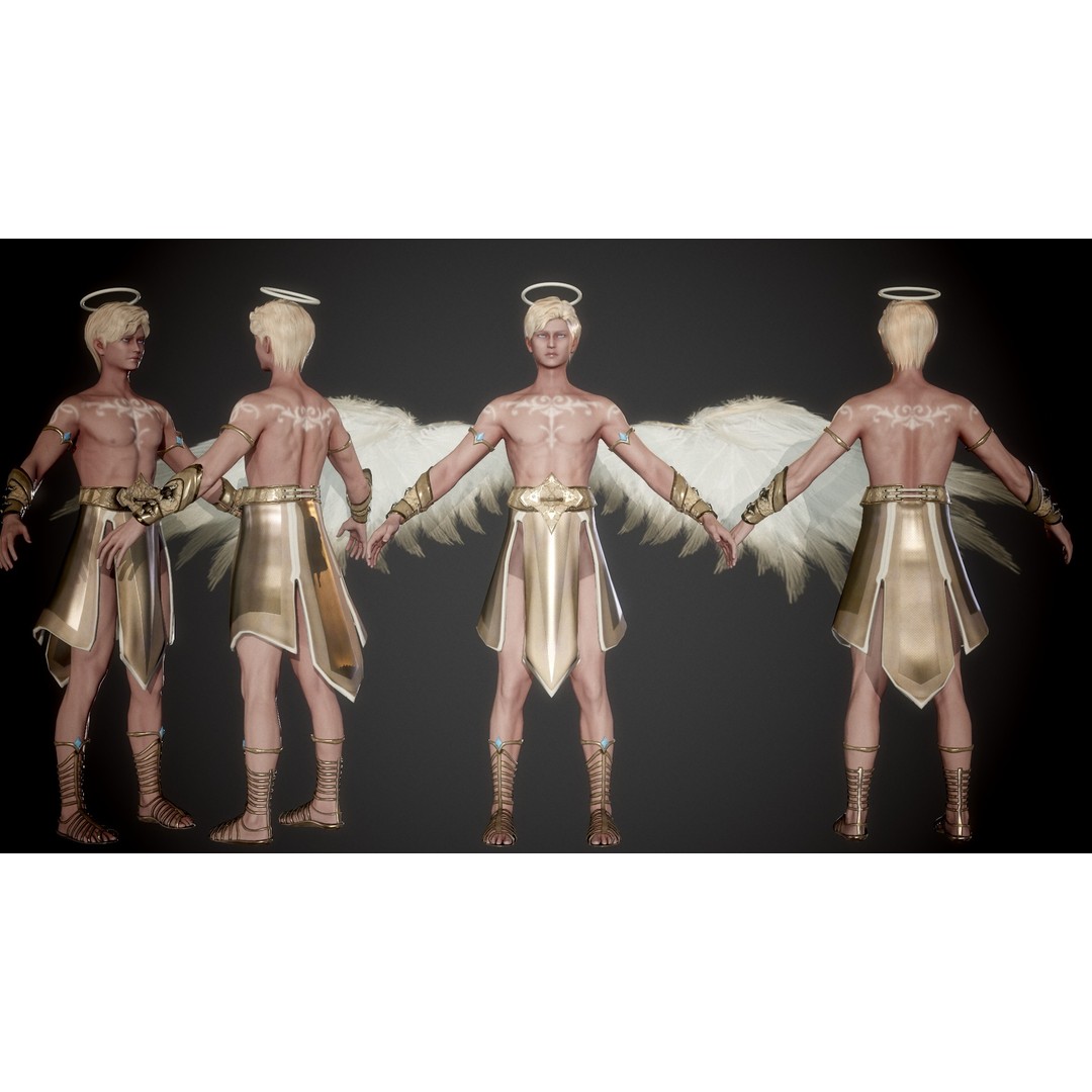 Angel Mikhail 3D Model – Low Poly Rigged Character for Games - View 4