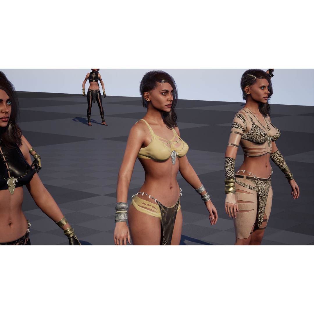 Defender Girl 2 3D Model – Low Poly Rigged Character with Animations