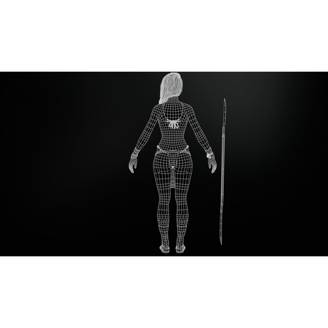 Defender Girl 2 3D Model – Low Poly Rigged Character with Animations - View 11