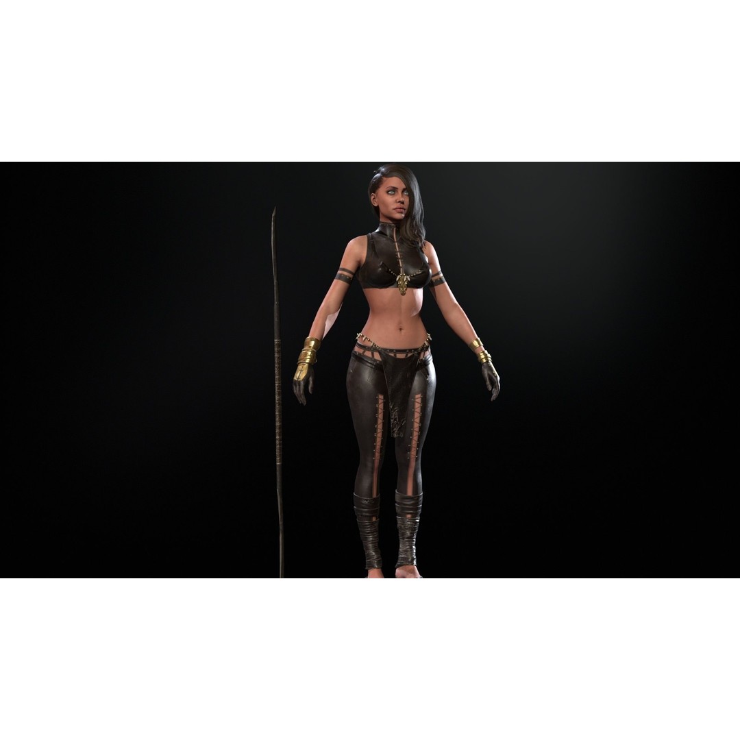 Defender Girl 2 3D Model – Low Poly Rigged Character with Animations - View 13