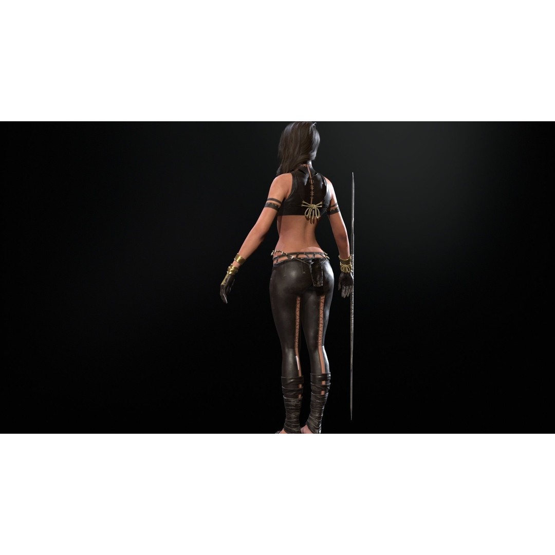 Defender Girl 2 3D Model – Low Poly Rigged Character with Animations - View 14