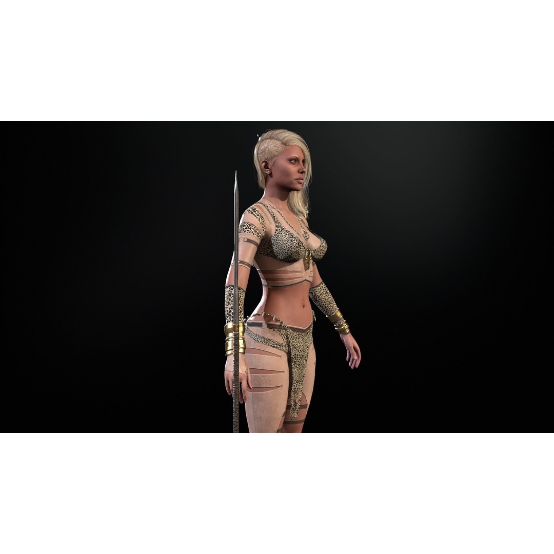 Defender Girl 2 3D Model – Low Poly Rigged Character with Animations - View 17
