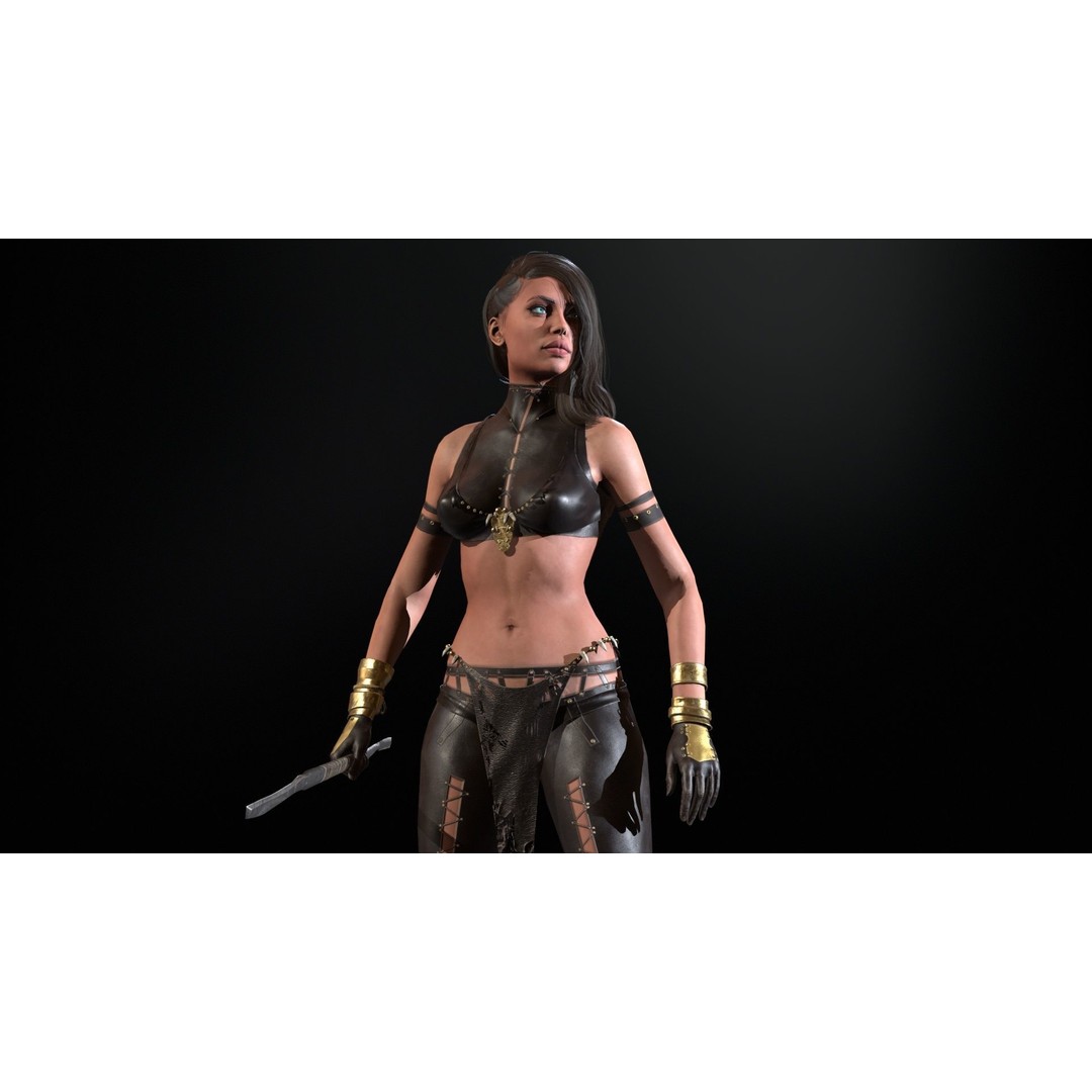 Defender Girl 2 3D Model – Low Poly Rigged Character with Animations - View 18