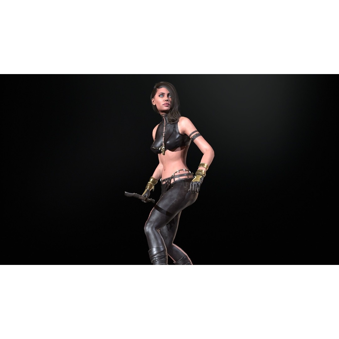 Defender Girl 2 3D Model – Low Poly Rigged Character with Animations - View 19