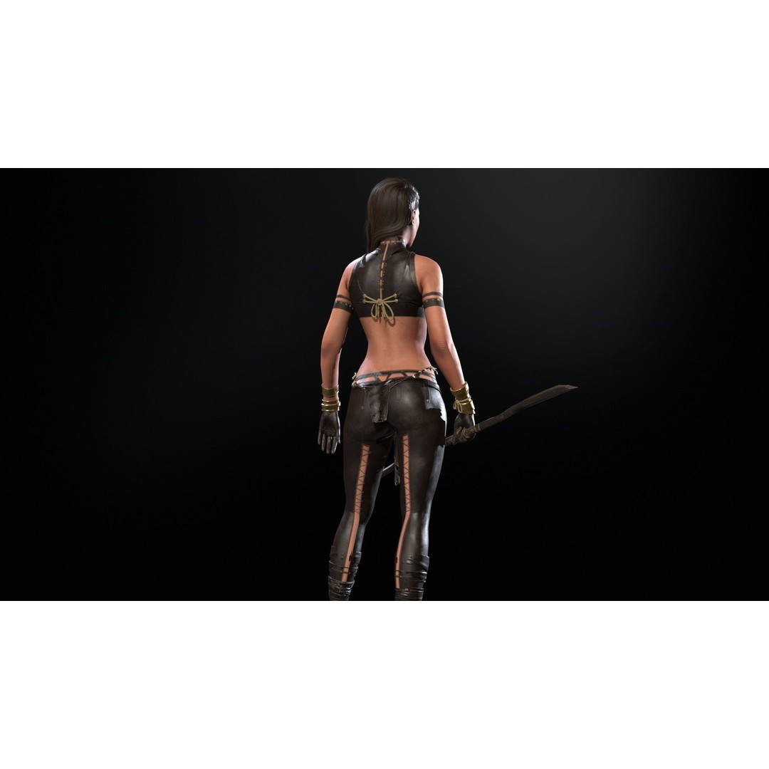 Defender Girl 2 3D Model – Low Poly Rigged Character with Animations - View 20