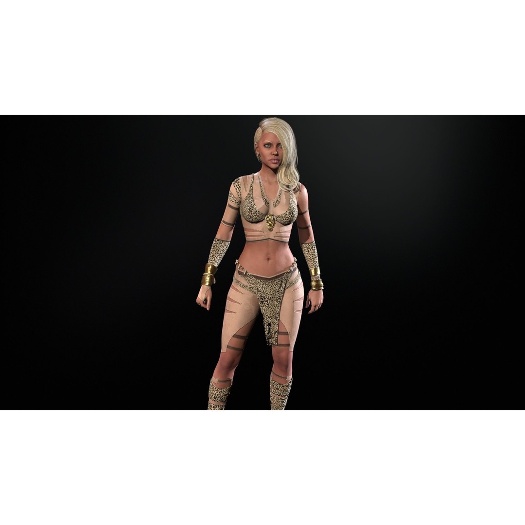 Defender Girl 2 3D Model – Low Poly Rigged Character with Animations - View 22