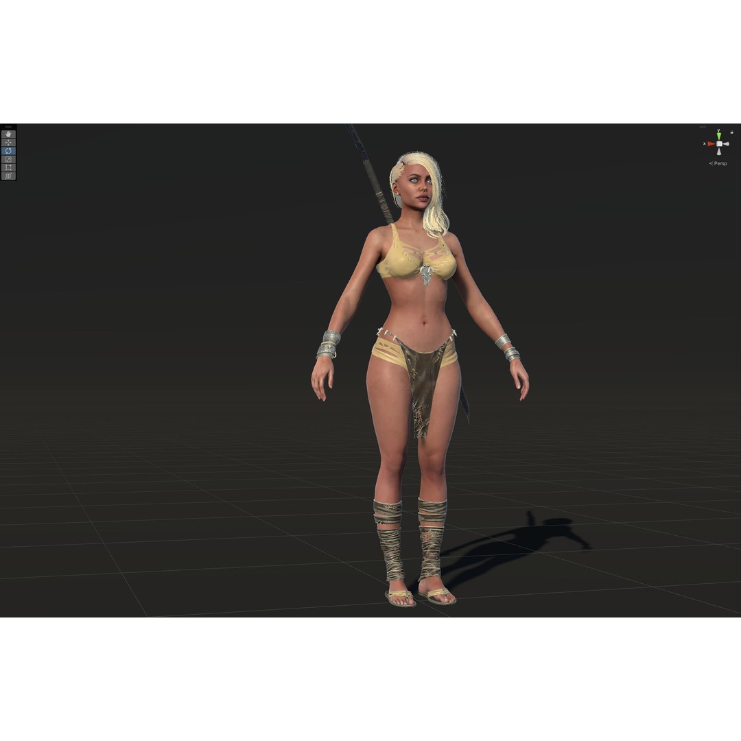 Defender Girl 2 3D Model – Low Poly Rigged Character with Animations - View 28