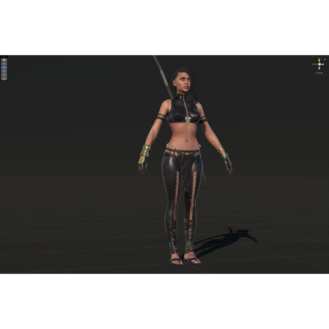 Defender Girl 2 3D Model – Low Poly Rigged Character with Animations - View 29
