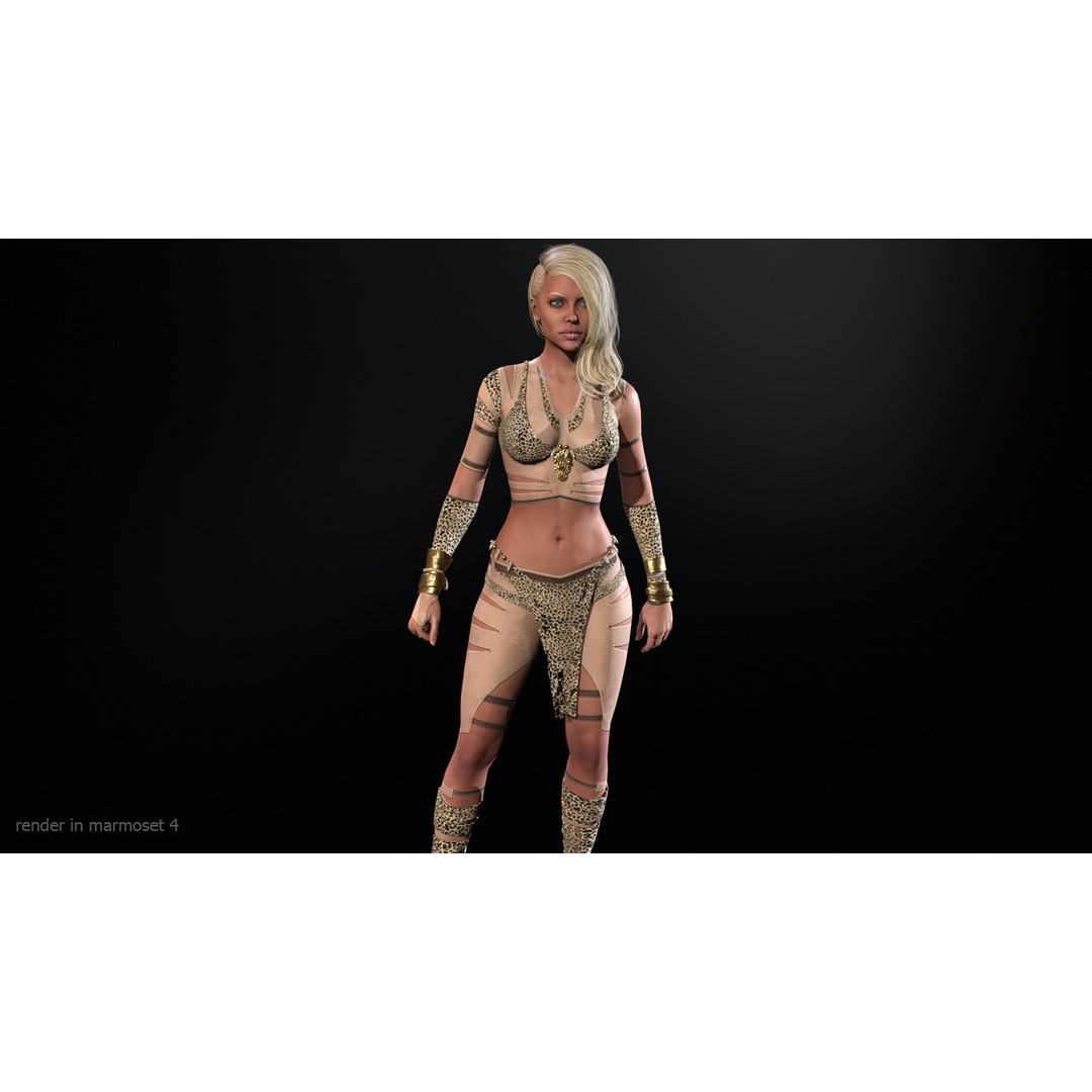 Defender Girl 2 3D Model – Low Poly Rigged Character with Animations - View 3