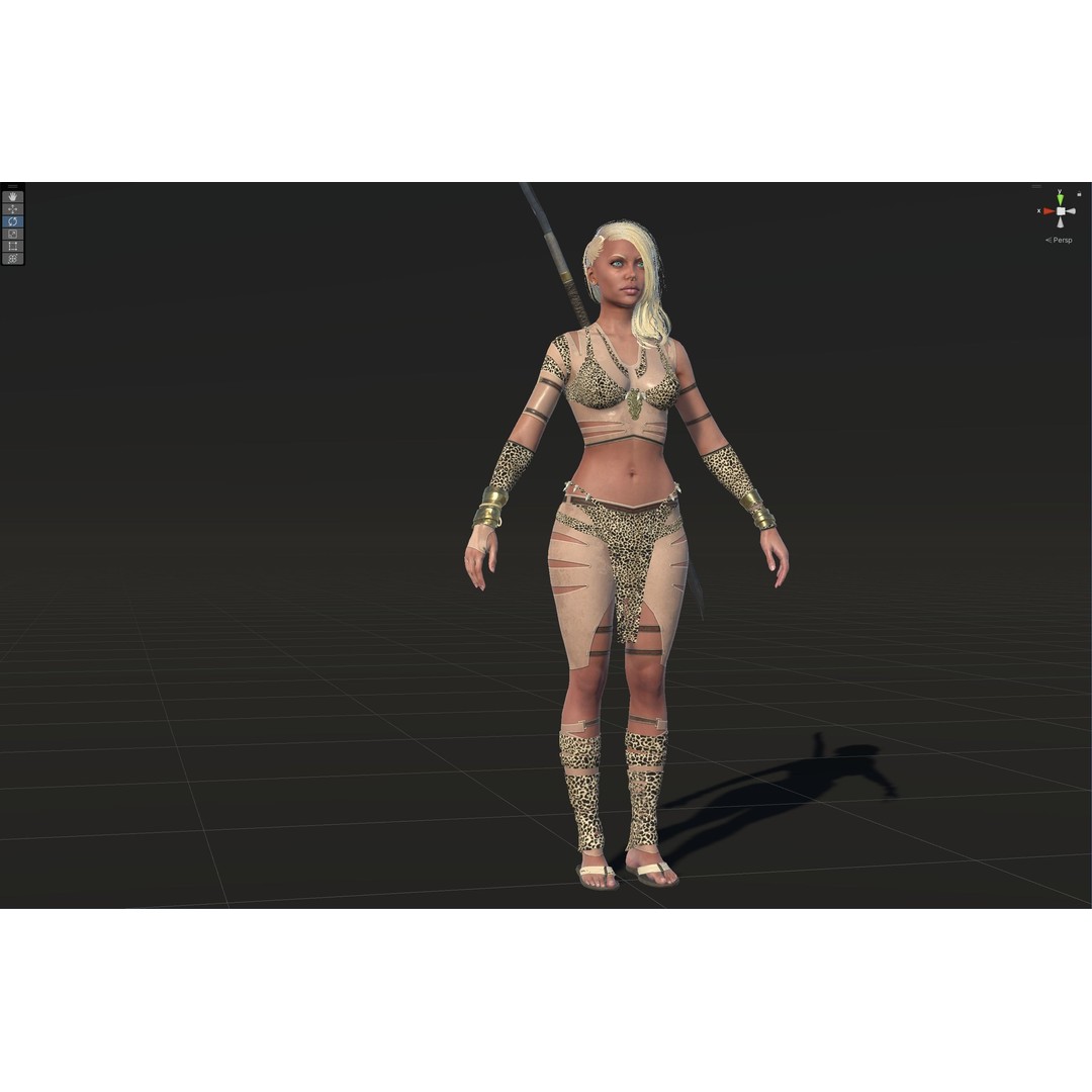 Defender Girl 2 3D Model – Low Poly Rigged Character with Animations - View 30