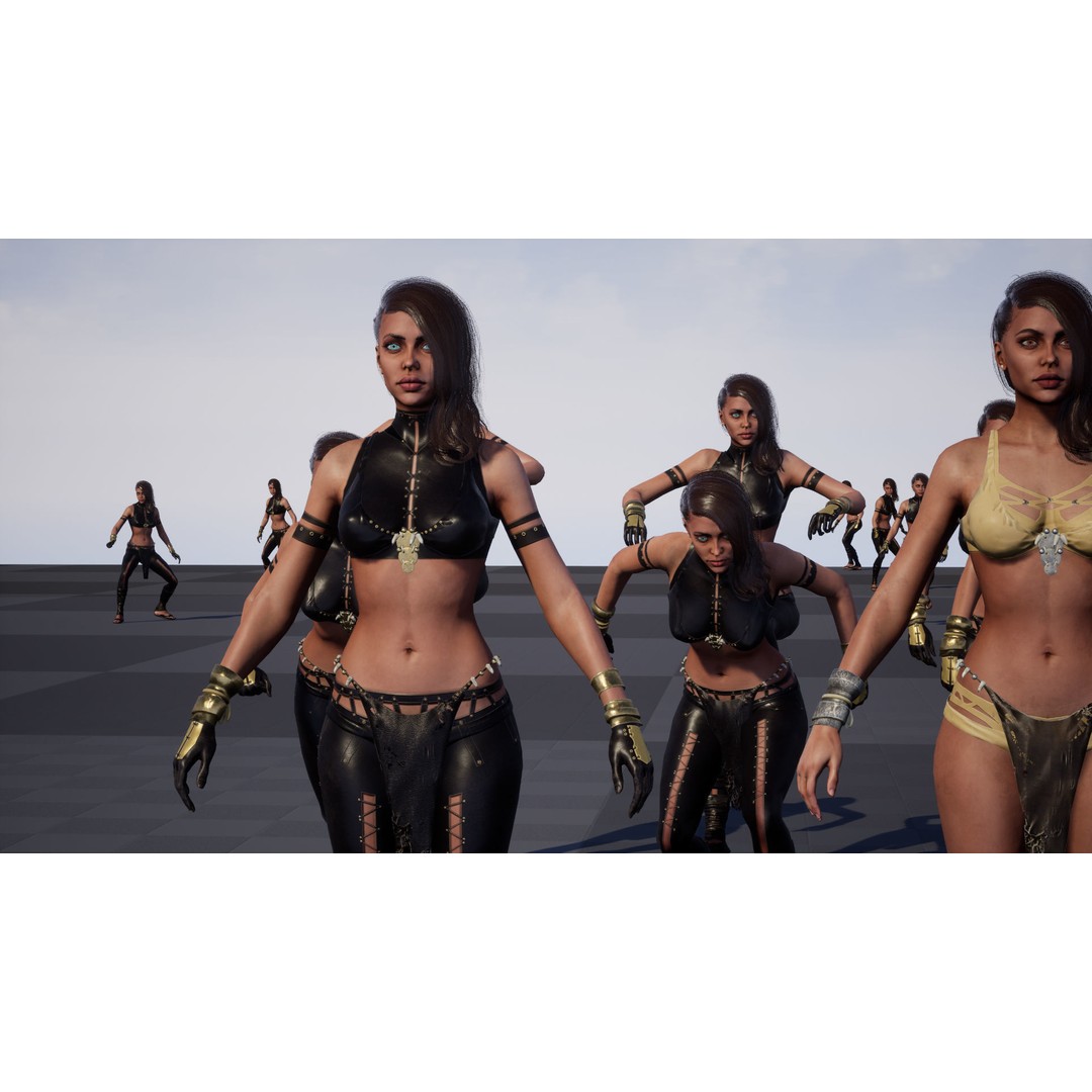 Defender Girl 2 3D Model – Low Poly Rigged Character with Animations - View 33