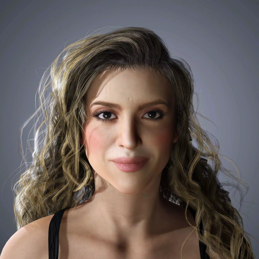 Shakira 3D Model – Low Poly Rigged Character for Animation, FBX, OBJ - View 2