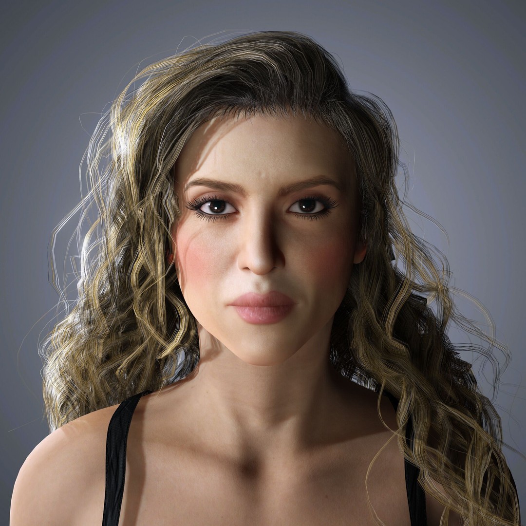 Shakira 3D Model – Low Poly Rigged Character for Animation, FBX, OBJ - View 3