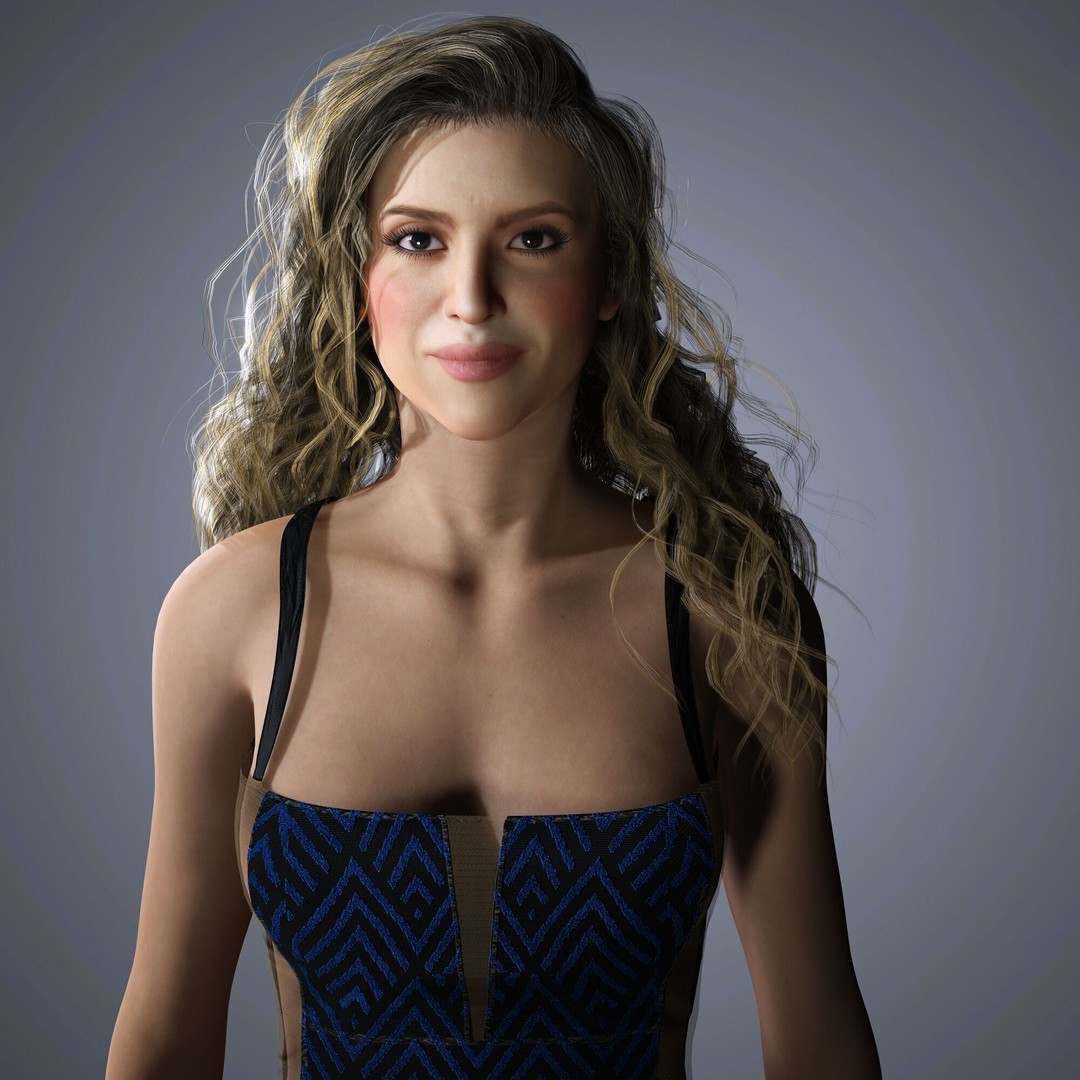 Shakira 3D Model – Low Poly Rigged Character for Animation, FBX, OBJ - View 5
