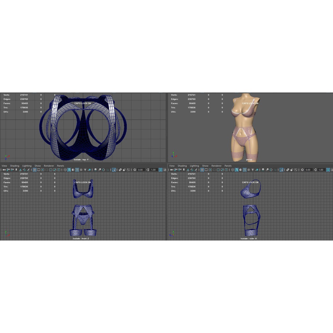 Lingerie 3D Model – Low Poly Fashion Asset, PBR Textures, FBX