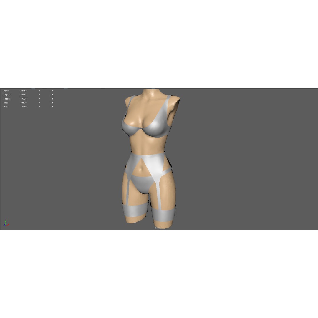 Lingerie 3D Model – Low Poly Fashion Asset, PBR Textures, FBX - View 14
