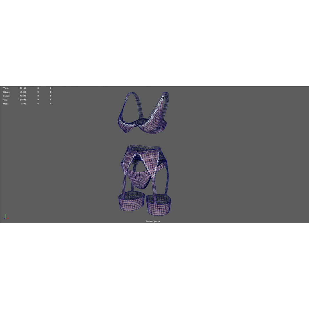Lingerie 3D Model – Low Poly Fashion Asset, PBR Textures, FBX - View 16