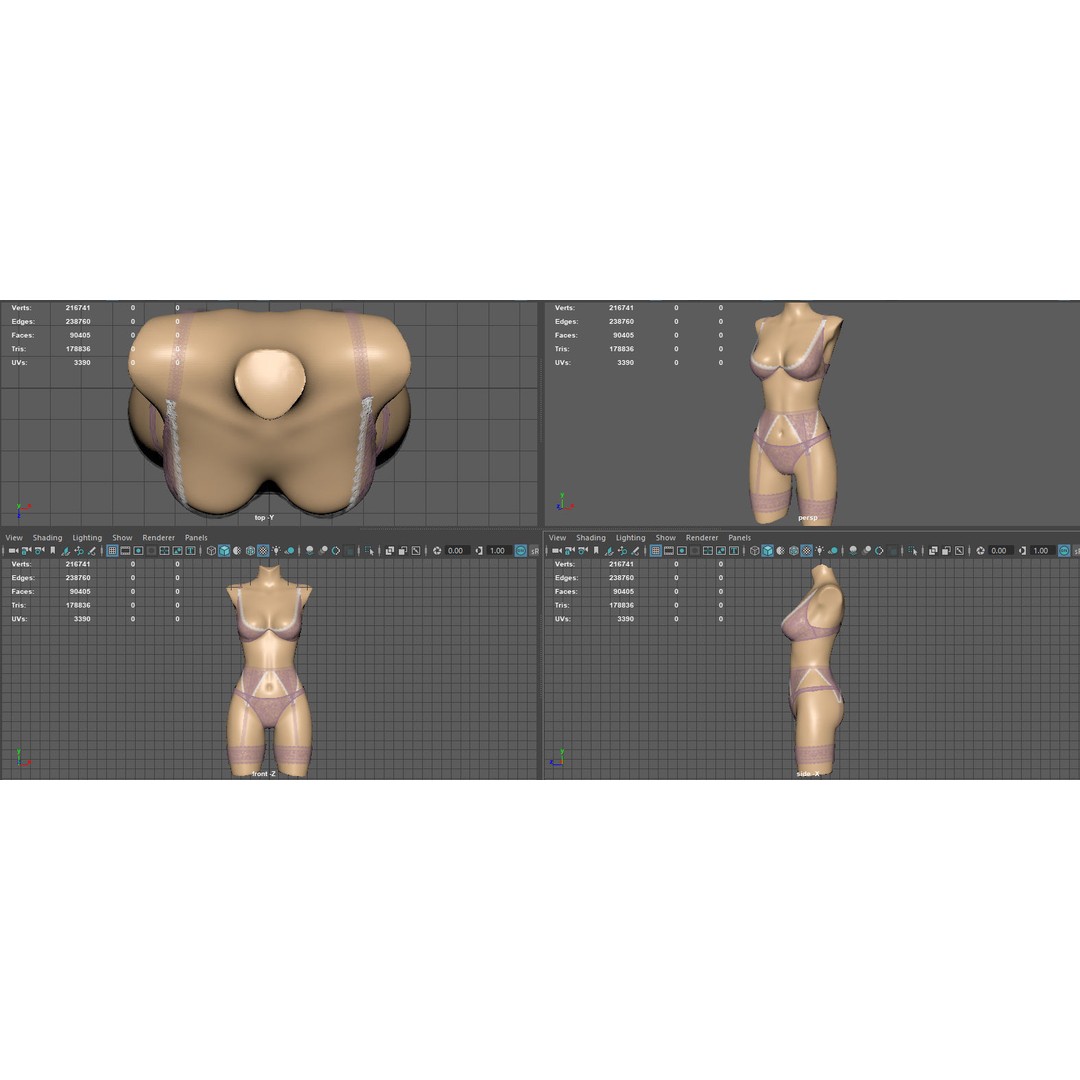 Lingerie 3D Model – Low Poly Fashion Asset, PBR Textures, FBX - View 18