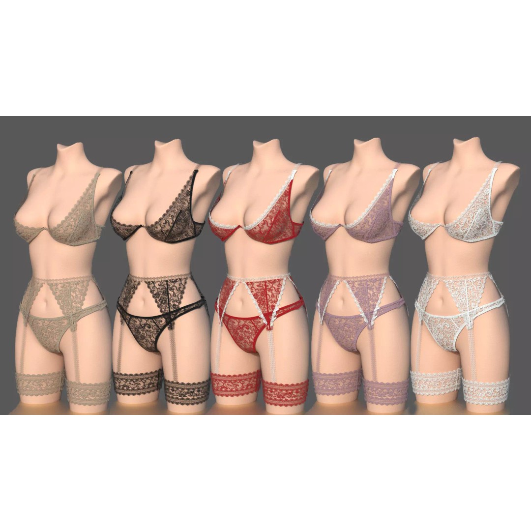 Lingerie 3D Model – Low Poly Fashion Asset, PBR Textures, FBX - View 2