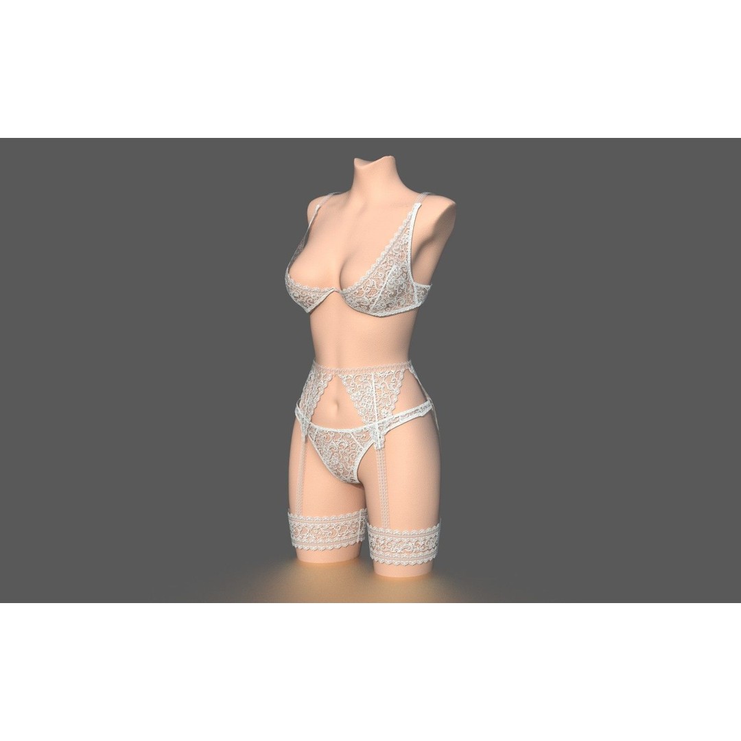 Lingerie 3D Model – Low Poly Fashion Asset, PBR Textures, FBX - View 4
