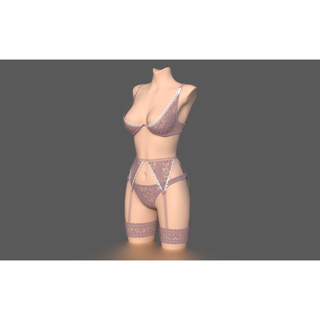 Lingerie 3D Model – Low Poly Fashion Asset, PBR Textures, FBX - View 7