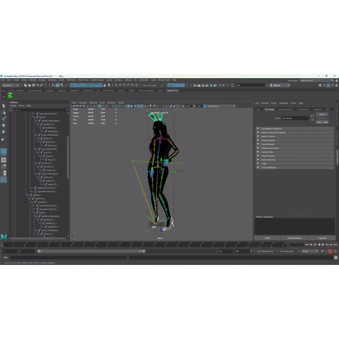 Bunny Girl 3D Model – Low-Poly Game Asset, Rigged, PBR Textures