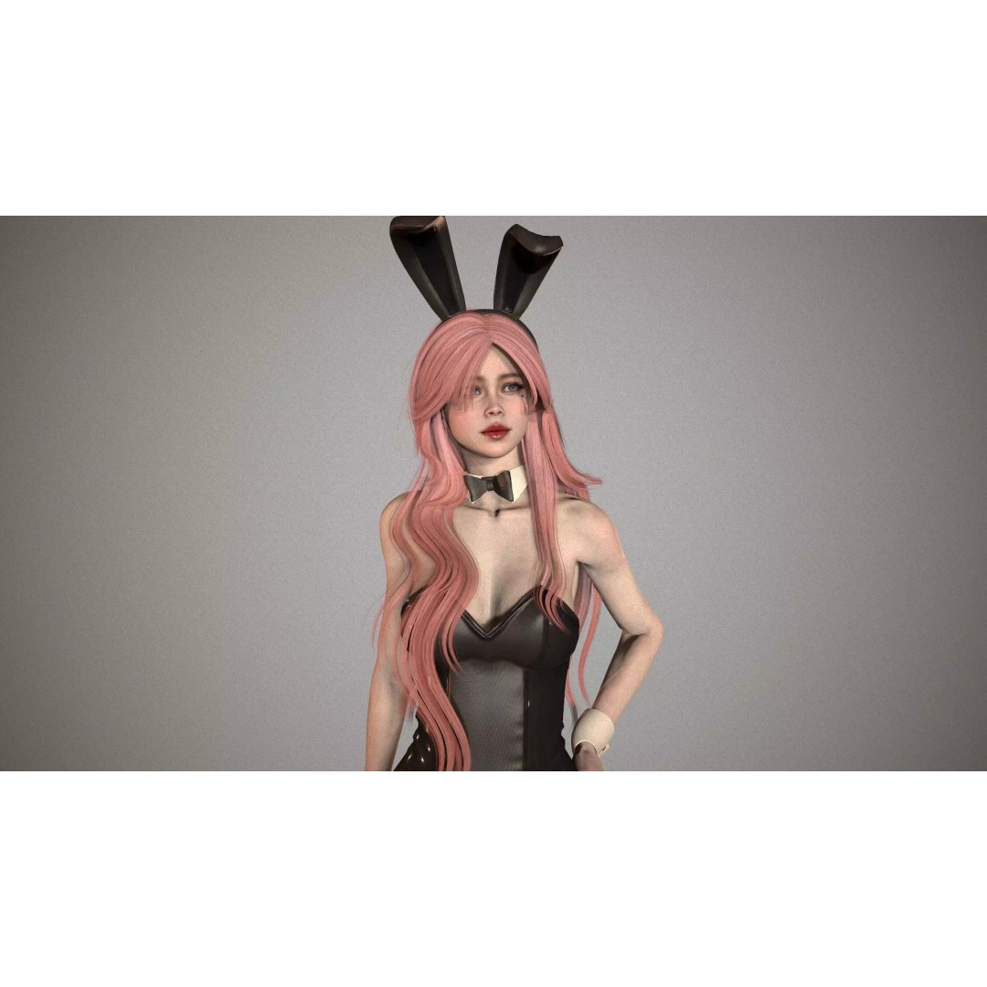 Bunny Girl 3D Model – Low-Poly Game Asset, Rigged, PBR Textures - View 10