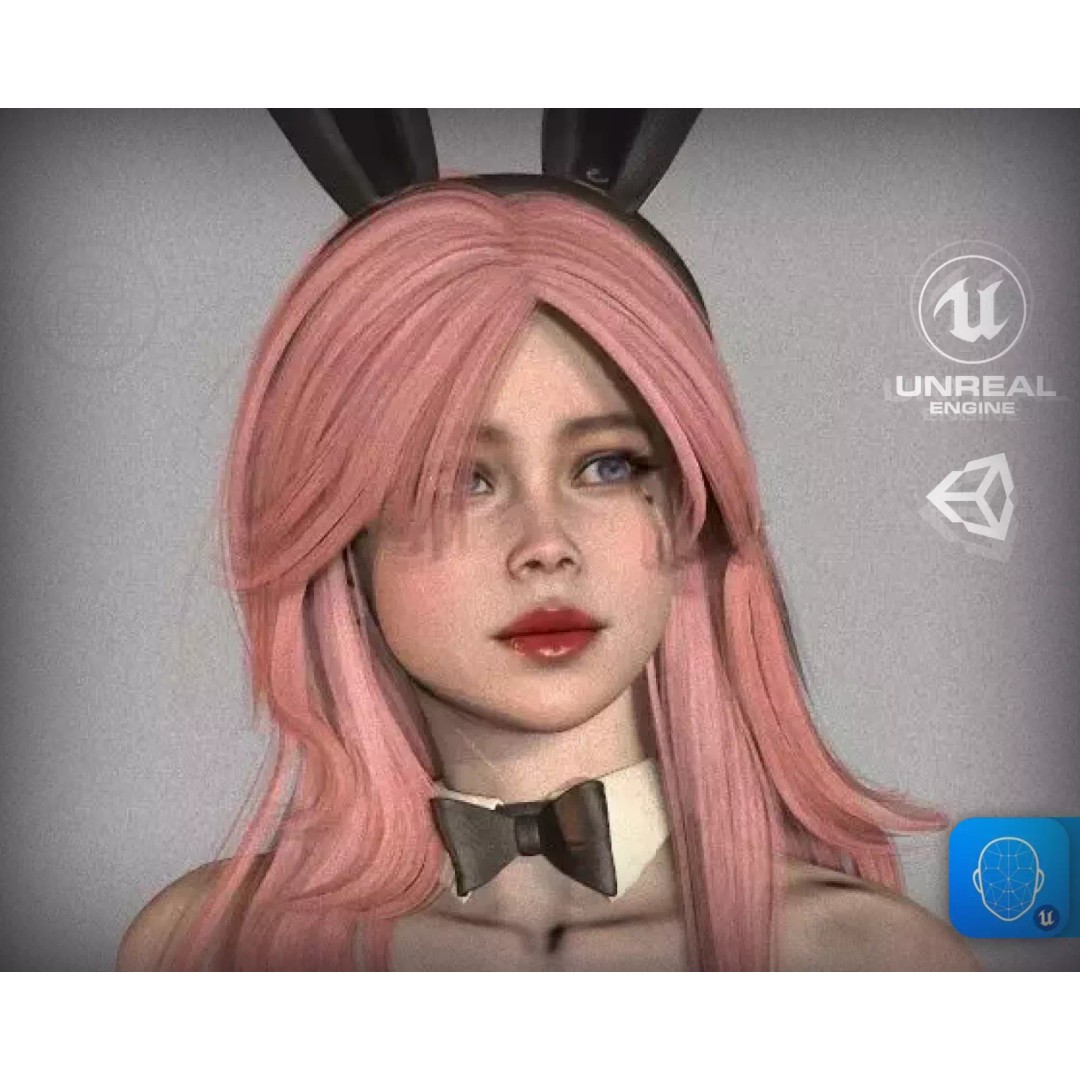 Bunny Girl 3D Model – Low-Poly Game Asset, Rigged, PBR Textures - View 2