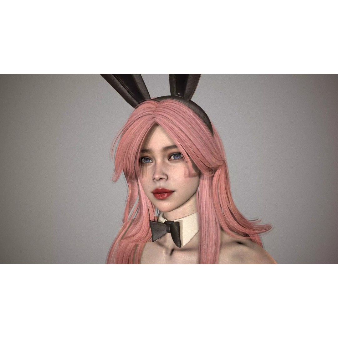 Bunny Girl 3D Model – Low-Poly Game Asset, Rigged, PBR Textures - View 3
