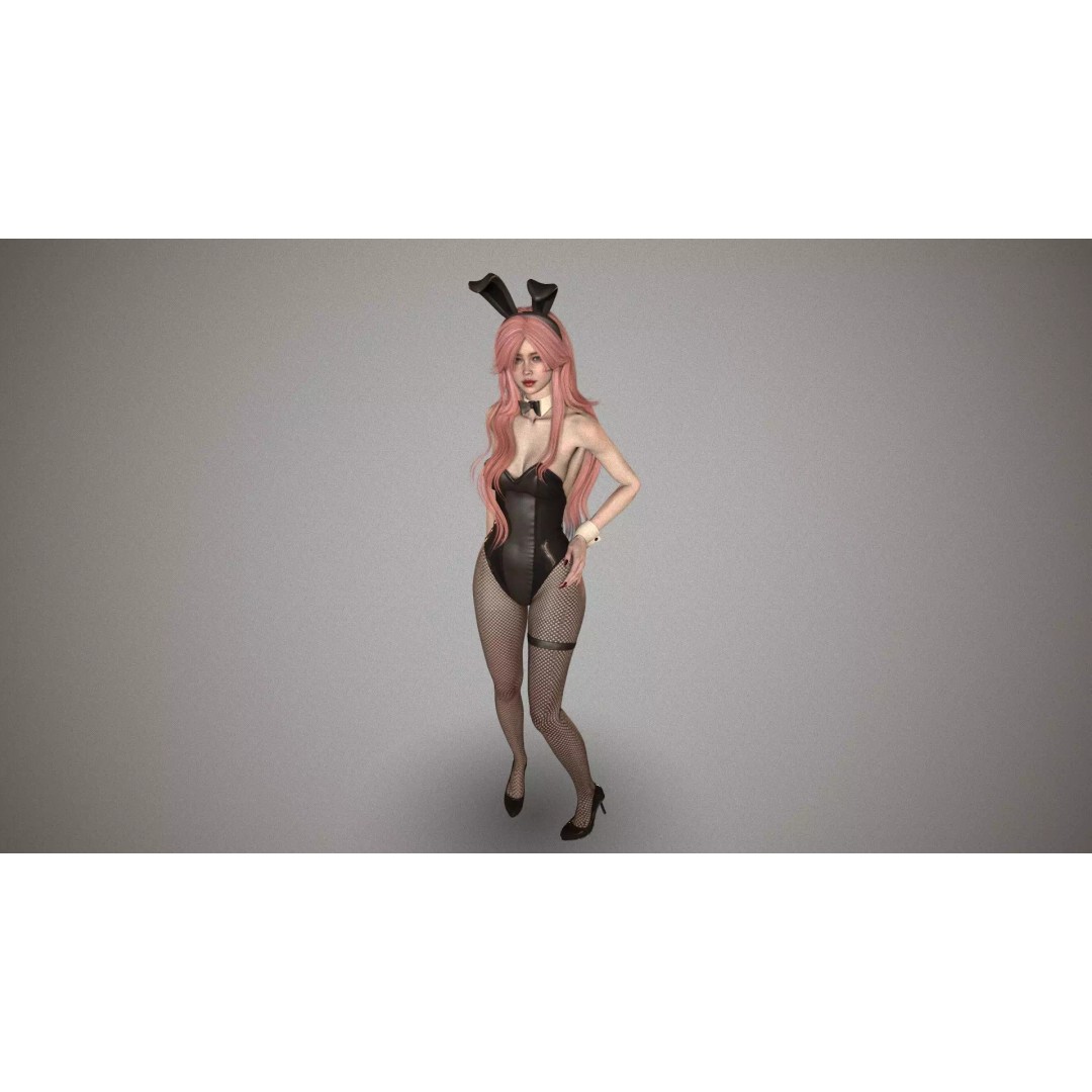 Bunny Girl 3D Model – Low-Poly Game Asset, Rigged, PBR Textures - View 6